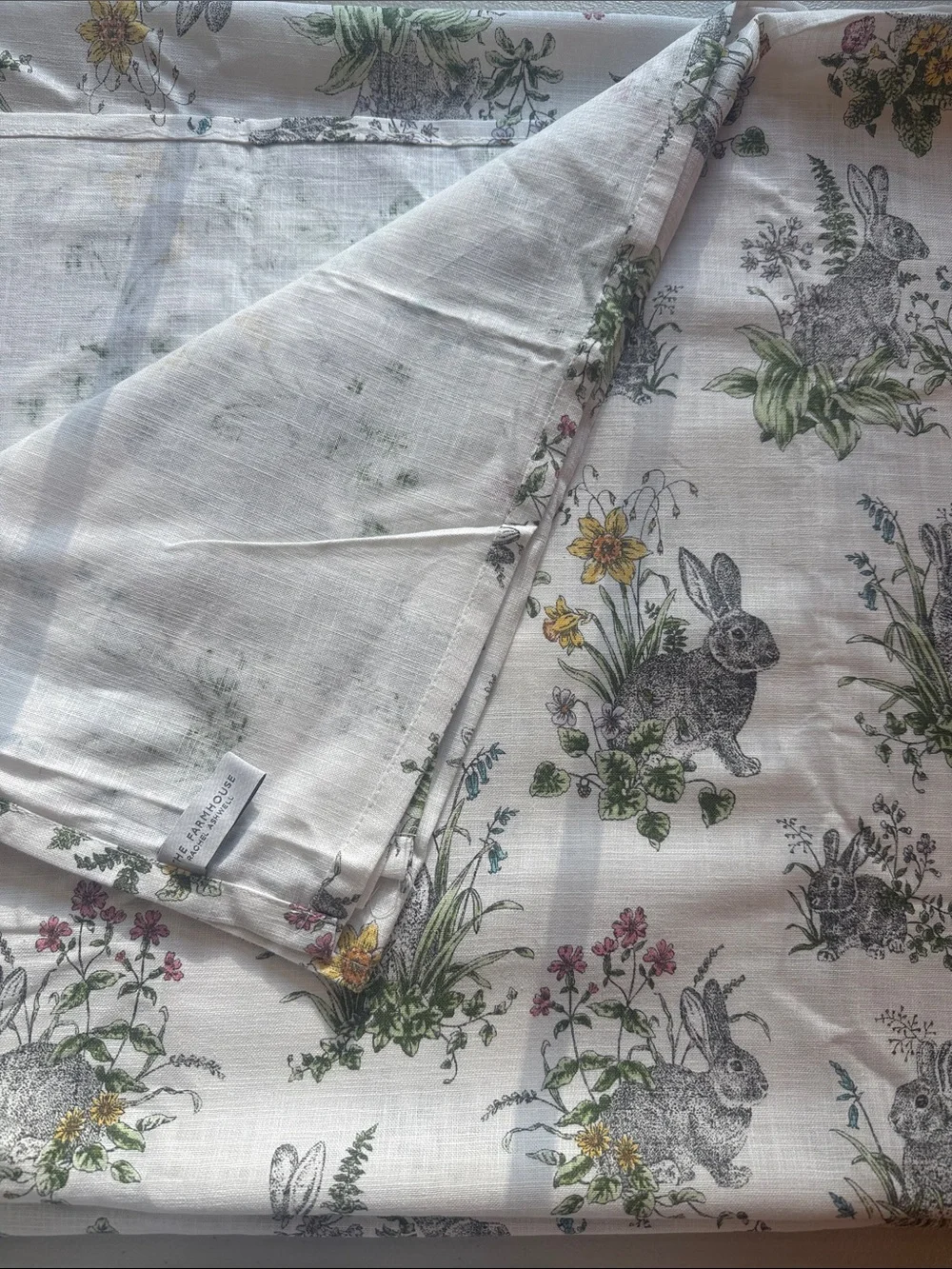 Rachel Ashwell The Farmhouse Bunny Table Cotton Pastel Botanical Rabbit 120 x 80
